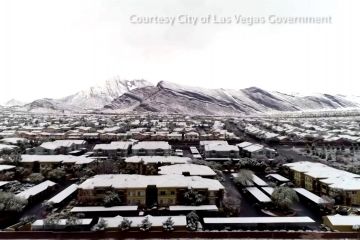 Pinggiran kota Las Vegas berselimut salju