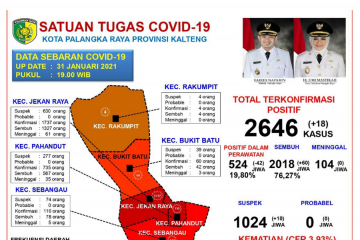 Total pasien sembuh dari COVID-19 di Palangka Raya 2.018 orang