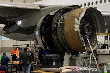 Kondisi pesawat United Airlines UA328 pasca insiden mesin terbakar