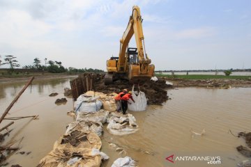 Tanggul Sungai Cipanas di Indramayu kembali jebol