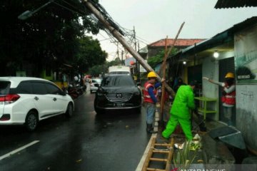 PLN evakuasi tiang listrik nyaris roboh di Pesanggrahan