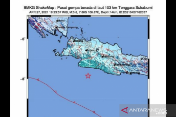 Gempa tektonik magnitudo 5,6 Jabar tak berpotensi tsunami