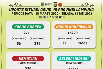 Positif COVID-19 di Lampung bertambah 85 menjadi 16.720 kasus