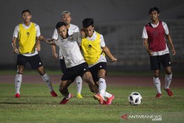 Latihan Timnas Indonesia jelang menghadapi UEA