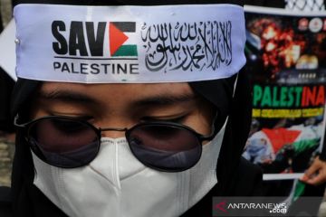 Aksi Palestina dengan ptotokol kesehatan