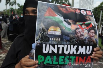 Aksi Palestina dengan ptotokol kesehatan