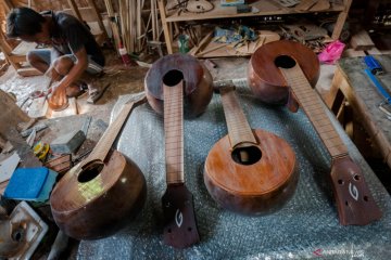 Kerajinan gitar ukulele dari kulit buah berenuk