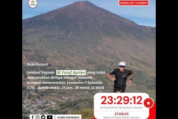 Kurang dari 24 Jam, pelari Bandung tuntaskan "Sembalun 7 Summits"