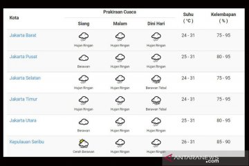BMKG : Waspadai potensi hujan disertai petir di Jaktim dan Jaksel