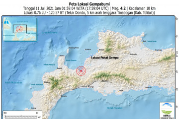 Gempa 4.2 magnitudo guncang Kabupaten Tolitoli