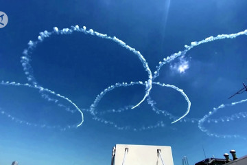 Cincin Olimpiade di langit Tokyo