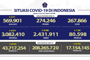 Pasien sembuh COVID-19 RI per 23 Juli mencapai 38.988