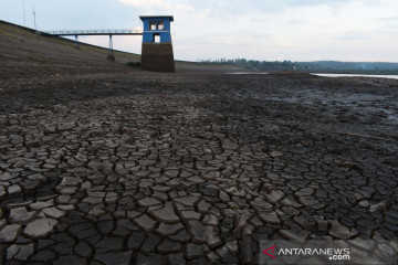 Waduk Dawuhan Madiun mulai mengering