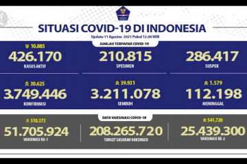 Kasus harian COVID-19 hari ini bertambah 30.625