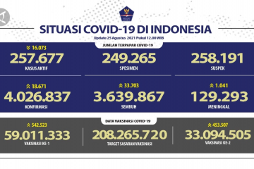 33.703 orang sembuh dari COVID-19 pada 25 Agustus