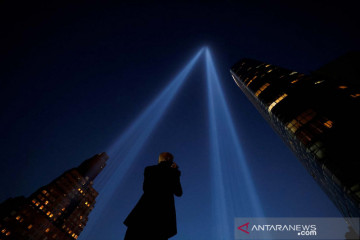 Instalasi seni Tribute in Light untuk memperingati 20 tahun serangan 11 September di AS