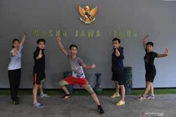 Latihan tim wushu Jawa Timur menjelang PON Papua