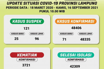 Dinkes: Pasien sembuh dari COVID-19 di Lampung bertambah jadi 42.309
