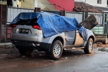 Mobil tertimpa pohon tumbang di Depok, dua orang terluka