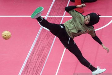 Tim Sepak Takraw Double Event Putri Sumbar Menang