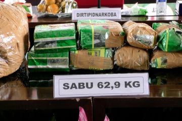 Polri amankan 62,9 kg sabu dan 19 tersangka