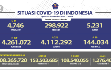 Pasien sembuh COVID-19 bertambah 252 orang