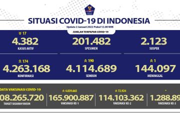 Angka konfirmasi COVID-19 bertambah 174, didominasi DKI Jakarta 