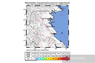 Gempa bumi kedalaman 10 kilometer getarkan Bulungan