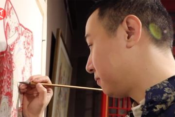 Seniman China sambut Olimpiade dengan lukisan balok kayu