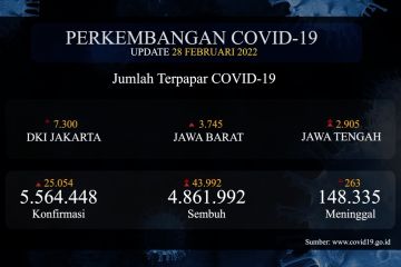Kasus harian COVID-19 di Indonesia turun menjadi 25.054 kasus
