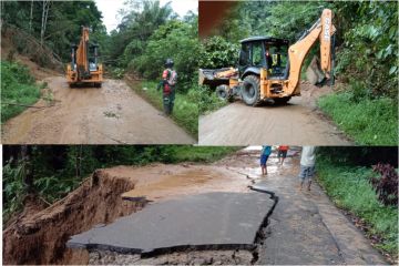 Material longsor di Rimbo Kejahatan Pasaman Barat mulai dibersihkan