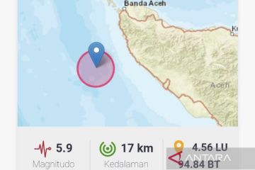 Gempa bumi dengan 5,9 magnitudo landa Aceh Jaya