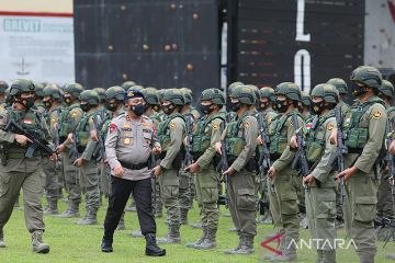 Sebanyak 205 personel Brimob Polda Sumut kembali dari tugas di Papua