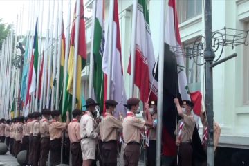 109 bendera anggota KAA berkibar di Gedung Merdeka Bandung