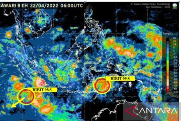 Dua bibit siklon tropis berdampak tak langsung hujan sedang-lebat