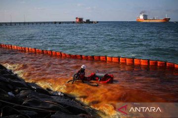 Tumpahan minyak biosolar di pesisir Lhokseumawe