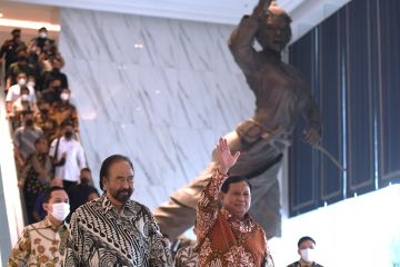 Surya Paloh bertemu Prabowo Subianto di Hambalang Minggu