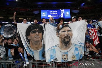 Selebrasi Argentina usai juara Finalissima 2022