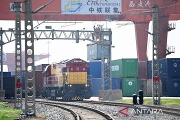 Keberangkatan kereta kargo China-Eropa di Pelabuhan Internasional Xi'an
