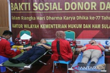 Kemenkumham Sultra gelar donor darah sambut hari lahir ke-77