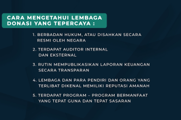 Sebuah tips agar masyarakat berdonasi di lembaga tepercaya