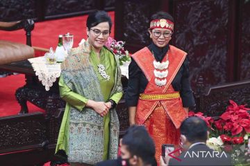 Jajaran menteri Kabinet Indonesia Maju menghadiri Sidang Tahunan MPR Tahun 2022