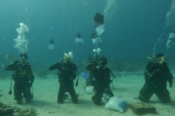 Lantamal X-Polda Papua gelar upacara di bawah laut Jayapura