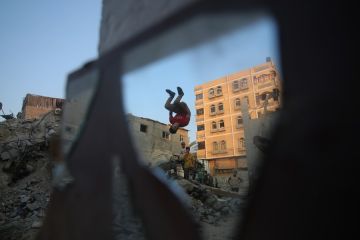 Potret Timur Tengah: Parkur di tengah puing-puing di Gaza