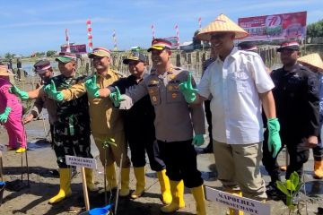 Polres Lhokseumawe bersama Muspida tanam 3.500 mangrove cegah abrasi