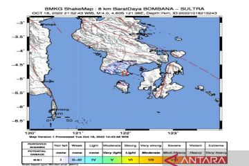 Gempa dangkal 7 kilometer guncang Bombana Sulawesi Tenggara