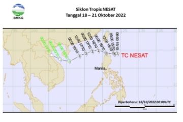 Siklon Tropis NESAT di Laut China Selatan jauhi wilayah Indonesia