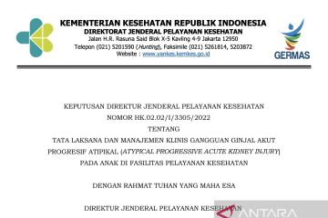 Kemenkes terbitkan pedoman tata laksana gagal ginjal akut