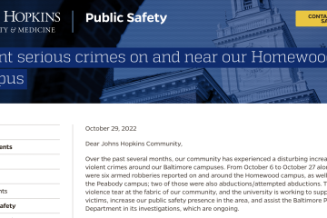 Universitas Johns Hopkins ingatkan mahasiswa terkait kasus kejahatan