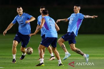 Latihan timnas Argentina jelang laga final Piala Dunia 2022 melawan Prancis